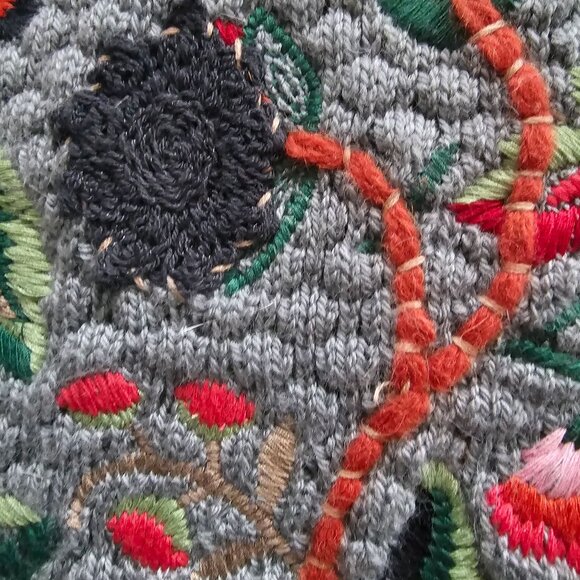 Nick & Mo Anthropologie Floral Embroidered Knit Cropped Cardigan Women's Medium - Picture 7 of 16